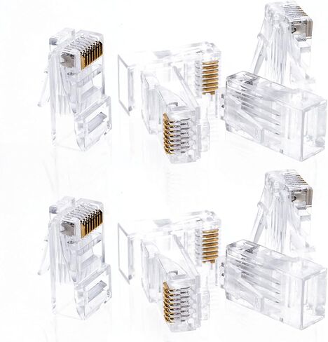 Cat5e RJ45 Modular Plugs, 8P8C UTP Ethernet Crimp Connectors, Solid or Stranded Cable Ends, Gold-Plated Contacts (200 PCS) in Kuwait