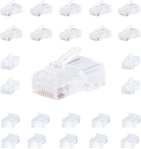 Cat5e RJ45 Modular Plugs, 8P8C UTP Ethernet Crimp Connectors, Solid or Stranded Cable Ends, Gold-Plated Contacts (200 PCS) in Kuwait