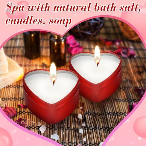 Vesici 6 Pcs Heart Shaped Candle Tin Valentine's Day Sealed Empty Candle Jar Container Metal Can Box with Lids for Mother's Day Wedding(Red,2 oz) in Saudi Arabia