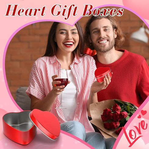 Vesici 6 Pcs Heart Shaped Candle Tin Valentine's Day Sealed Empty Candle Jar Container Metal Can Box with Lids for Mother's Day Wedding(Red,2 oz) in Saudi Arabia