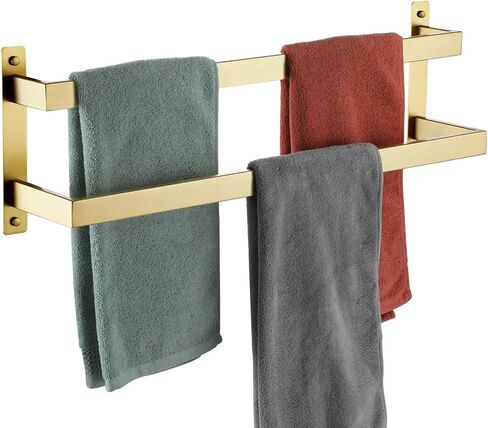 KOKOSIRI Bath Towel Bars Bathroom 2-Tiers Ladder Brushed Gold Towel Rails 32-Inch Towel Holders Wall Mounted Towels Shelves Rack Stainless Steel, B5008BG-L32 in Kuwait
