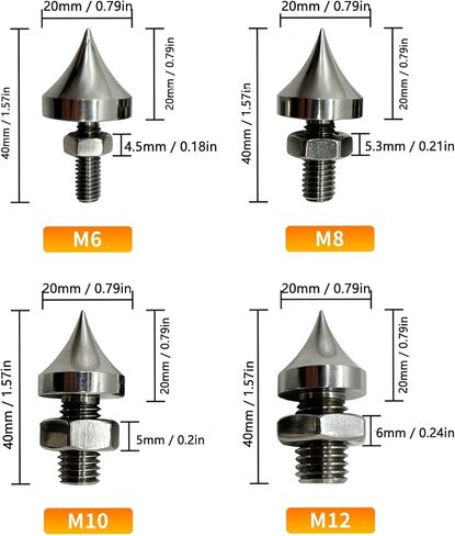 Hifi Spike Spike عزل المسامير الوقوف ، وسادات القاعدة المخروطية المقاوم للصدمة من الفولاذ المقاوم للصدمات للضخمة لاعب مضخم القرص المضغوط DVD 4pcs () in Kuwait