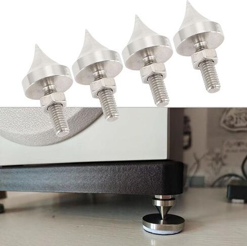 Hifi Spike Spike عزل المسامير الوقوف ، وسادات القاعدة المخروطية المقاوم للصدمة من الفولاذ المقاوم للصدمات للضخمة لاعب مضخم القرص المضغوط DVD 4pcs () in Kuwait