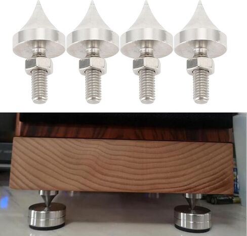 Hifi Spike Spike عزل المسامير الوقوف ، وسادات القاعدة المخروطية المقاوم للصدمة من الفولاذ المقاوم للصدمات للضخمة لاعب مضخم القرص المضغوط DVD 4pcs () in Kuwait