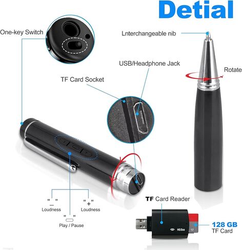 128GB AI Digital Voice Recorder - Voice Activated Audio Recorders, Voice Recording Device with Playback, Portable Taking Device with Noise Reduction, Smart Recorder for Meeting/Course/Lectures in Kuwait