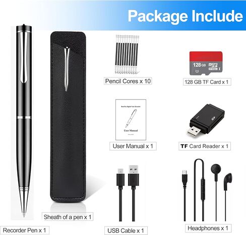 128GB AI Digital Voice Recorder - Voice Activated Audio Recorders, Voice Recording Device with Playback, Portable Taking Device with Noise Reduction, Smart Recorder for Meeting/Course/Lectures in Kuwait