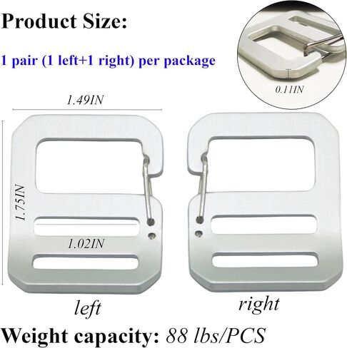 G Hook Buckles Tactical Adjustable Webbing G Shaped Wave Buckle with Adjustable Spring Door, G-Clip Backpack Strap in Kuwait