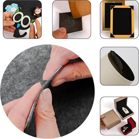 HaoFeiJH Black Felt Fabric，6PCS Self Adhesive Felt Sheet,Self-Adhesive Fabric Liners for Drawers and Boxes, A4 Size Felt Adhesive Sheet (8.3" x 11.8") in Saudi Arabia