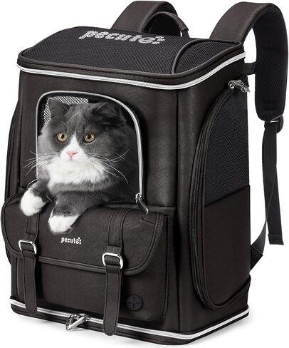 Pecute Cat Backpack Carrier Anti-Gravity Load Reduction 30%, Dog Backpack with Mesh Window, Multiple Pockets, Ideal for Traveling, Hiking, Taking Public Transportation, Visiting The Doctor, Gray in Saudi Arabia