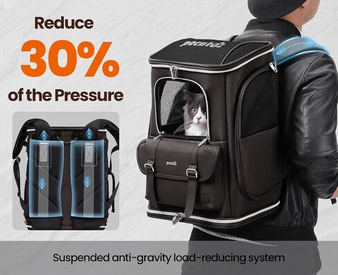 Pecute Cat Backpack Carrier Anti-Gravity Load Reduction 30%, Dog Backpack with Mesh Window, Multiple Pockets, Ideal for Traveling, Hiking, Taking Public Transportation, Visiting The Doctor, Gray in Saudi Arabia