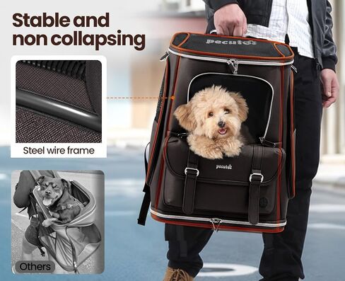 Pecute Cat Backpack Carrier Anti-Gravity Load Reduction 30%, Dog Backpack with Mesh Window, Multiple Pockets, Ideal for Traveling, Hiking, Taking Public Transportation, Visiting The Doctor, Gray in Saudi Arabia