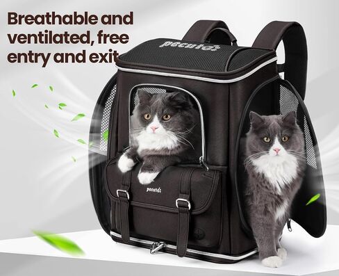 Pecute Cat Backpack Carrier Anti-Gravity Load Reduction 30%, Dog Backpack with Mesh Window, Multiple Pockets, Ideal for Traveling, Hiking, Taking Public Transportation, Visiting The Doctor, Gray in Saudi Arabia