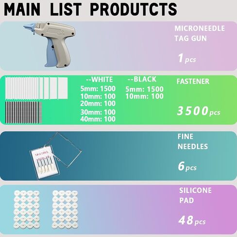 Mini Stitch Gun Speedy Fixer with 6 Needles for Clothing and Quilt Holder, 3500 Pcs(1500 White 5mm & 1500 Black 5mm & 200 10mm & 20/30/40/mm Each 100) Fasteners, Tagging Gun for Clothes, Pink in Saudi Arabia