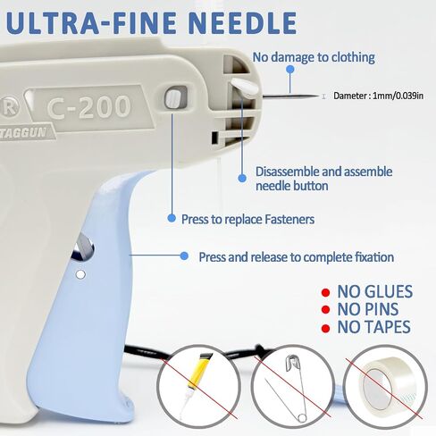 Mini Stitch Gun Speedy Fixer with 6 Needles for Clothing and Quilt Holder, 3500 Pcs(1500 White 5mm & 1500 Black 5mm & 200 10mm & 20/30/40/mm Each 100) Fasteners, Tagging Gun for Clothes, Pink in Saudi Arabia