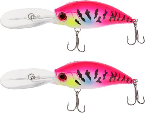 2pcs 3D Eyes Crankbait Minnow Fishing Lures 22g 7.5cm Size 6 Hook Lure Hard Bait Fishing Lure with 5cm Transparent Tongue for Mandarin Fish Sea ​​Bass Catfish in Saudi Arabia