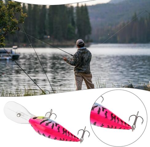 2pcs 3D Eyes Crankbait Minnow Fishing Lures 22g 7.5cm Size 6 Hook Lure Hard Bait Fishing Lure with 5cm Transparent Tongue for Mandarin Fish Sea ​​Bass Catfish in Saudi Arabia