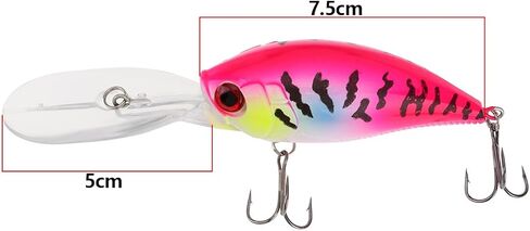 2pcs 3D Eyes Crankbait Minnow Fishing Lures 22g 7.5cm Size 6 Hook Lure Hard Bait Fishing Lure with 5cm Transparent Tongue for Mandarin Fish Sea ​​Bass Catfish in Saudi Arabia