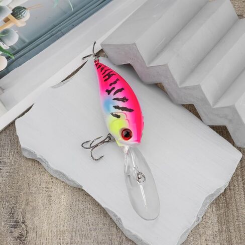 2pcs 3D Eyes Crankbait Minnow Fishing Lures 22g 7.5cm Size 6 Hook Lure Hard Bait Fishing Lure with 5cm Transparent Tongue for Mandarin Fish Sea ​​Bass Catfish in Saudi Arabia