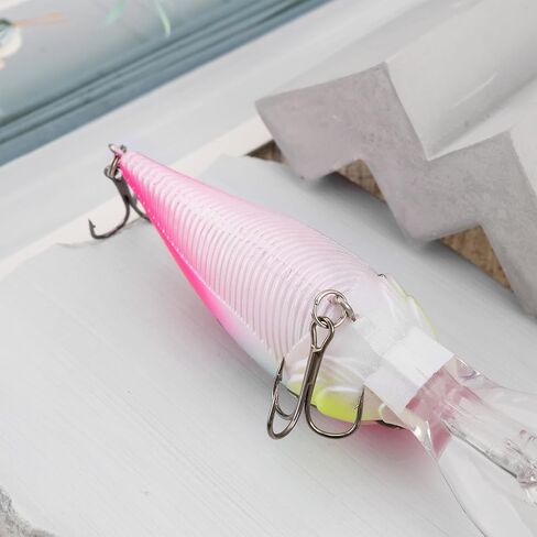 2pcs 3D Eyes Crankbait Minnow Fishing Lures 22g 7.5cm Size 6 Hook Lure Hard Bait Fishing Lure with 5cm Transparent Tongue for Mandarin Fish Sea ​​Bass Catfish in Saudi Arabia