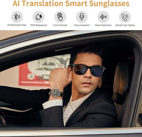 Smart Glasses for Men and Women, Blue Light Filtering Lenses, Audio Glasses with Mic & Speakers, Touch & Voice Assistant Compatible - Up to 6 Hrs Battery, Bluetooth Glasses for Office, Driving in Kuwait