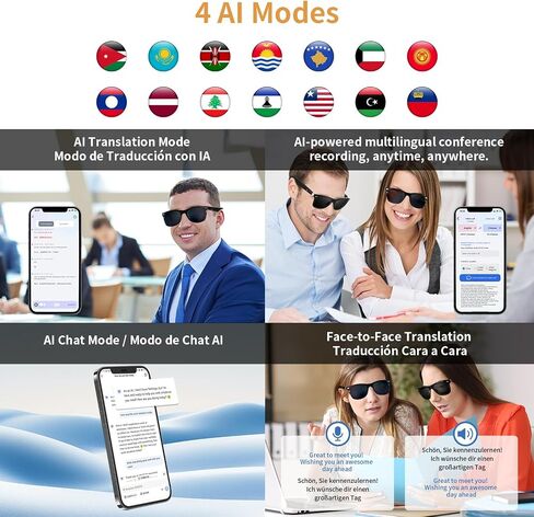 Smart Glasses for Men and Women, Blue Light Filtering Lenses, Audio Glasses with Mic & Speakers, Touch & Voice Assistant Compatible - Up to 6 Hrs Battery, Bluetooth Glasses for Office, Driving in Kuwait