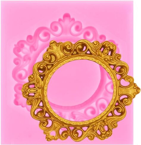 Photo Frame Fondant Mold Picture Frame Silicone Molds Vintage Mirror Frame Molds For Cake Decorating Cupcake Topper Candy Chocolate Gum Paste Polymer Clay in Saudi Arabia