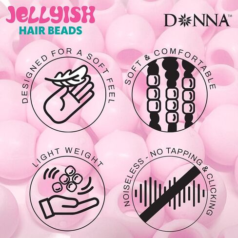 DONNA Kids Jellyish Hair Beads – Squishy, Jellyish Twist 14MM Rubber Beads, Safe & Durable Hair Accessories for Kids, Silicone Feeling, Beads Jewelry Making Kit DIY Hair Braiding, White Color 1PC in Saudi Arabia