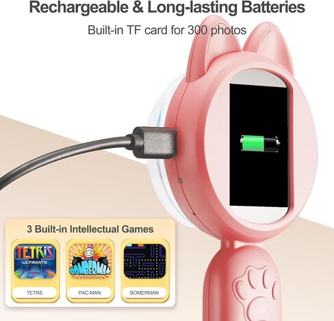 Digital Handheld Microscopy, 2-inch IPS Screen 30X Magnifying Glass Magnifier with LED Light, 3 Games, 30W HD Camera, Built-in TF Card for 300 Photos, Education Hobby Plants Insects- Blue in Kuwait