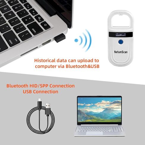 NetumScan ترقية ماسحة قارئ Microghip Pet ، 256 تخزين البيانات ماسح ضوئي لمعرف رقاقة Pet Scoring Tag Tagble مع شاشة OLED مستقرة لـ ISO 11784/11785 ، FDX-B و ID64 RFID EMID in Kuwait