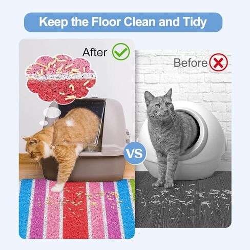 Bienbee Cat Litter Mat, 33.5 x22.5in Cat Litter Mat Litter Trapping Mat Easy to Clean, Litter Box Mat with Bottom, Unique Graphic Design Cat Mats for Litter, Mushroom L in Saudi Arabia
