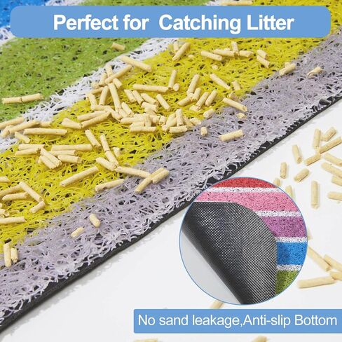 Bienbee Cat Litter Mat, 33.5 x22.5in Cat Litter Mat Litter Trapping Mat Easy to Clean, Litter Box Mat with Bottom, Unique Graphic Design Cat Mats for Litter, Mushroom L in Saudi Arabia