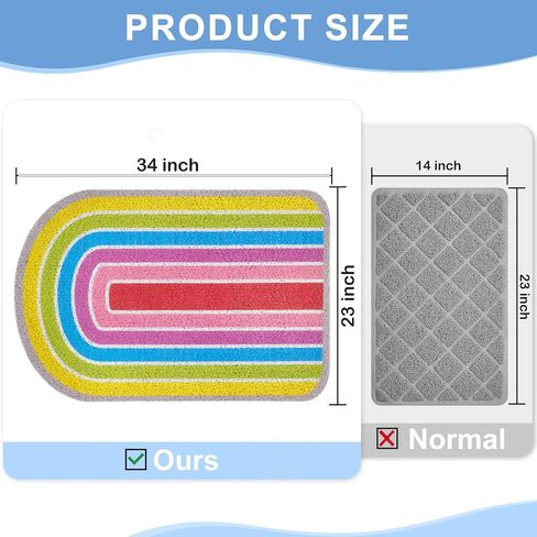 Bienbee Cat Litter Mat, 33.5 x22.5in Cat Litter Mat Litter Trapping Mat Easy to Clean, Litter Box Mat with Bottom, Unique Graphic Design Cat Mats for Litter, Mushroom L in Saudi Arabia