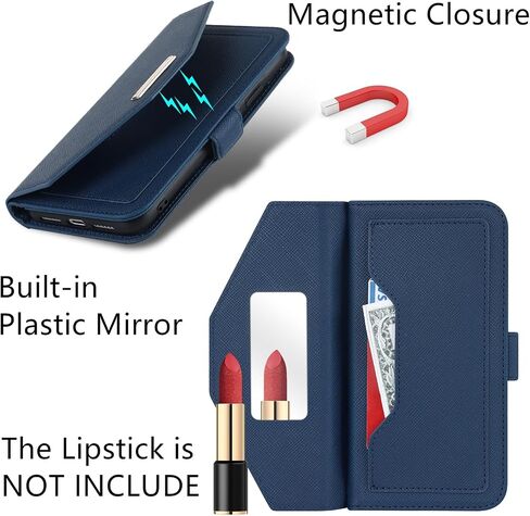 Jaorty Crossbody Wallet for Google Pixel 9/9 Pro Case with Long Shoulder Strap,Credit Card Holder 6.3",PU Leather Handbag Purse Kickstand Make Up Mirror Cover Case for Women Girls,Blue in Kuwait
