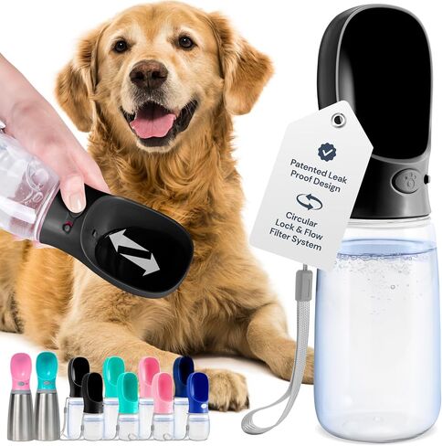 MalsiPree Retractable Dog Leash Set with a Poop Bag Holder, 12oz Water Bottle, Flashlight & 20 Poop Bags for Leashes - 9.8ft Leash Retractable for Small to Medium Dogs (Sand & Teal) in Saudi Arabia