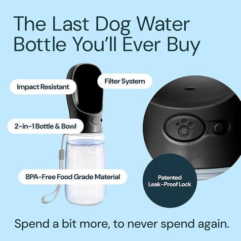 MalsiPree Retractable Dog Leash Set with a Poop Bag Holder, 12oz Water Bottle, Flashlight & 20 Poop Bags for Leashes - 9.8ft Leash Retractable for Small to Medium Dogs (Sand & Teal) in Saudi Arabia