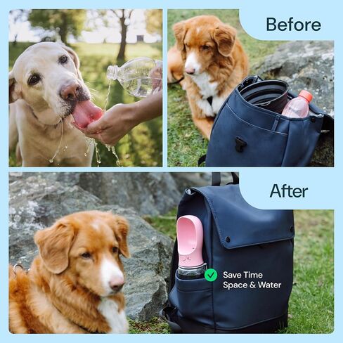 MalsiPree Retractable Dog Leash Set with a Poop Bag Holder, 12oz Water Bottle, Flashlight & 20 Poop Bags for Leashes - 9.8ft Leash Retractable for Small to Medium Dogs (Sand & Teal) in Saudi Arabia