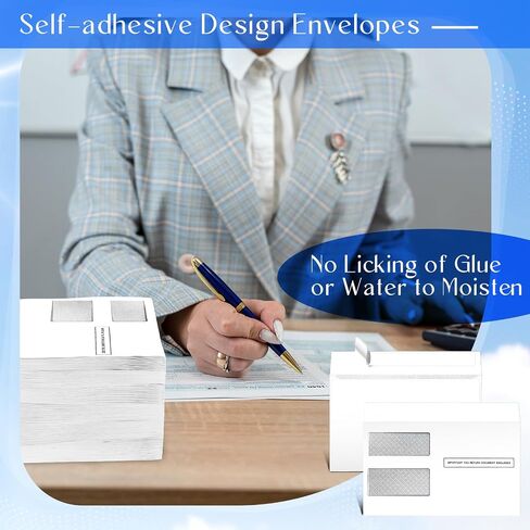 500 Pcs Tax Form Envelopes for 1099 MISC, 1099-R & DIV - INT Forms 2025 Double Window Tax Envelopes Security Tinted Self Sealed Envelopes Designed for Quickbooks or Tax Software 5 5/8 Inch x 9 Inch in Saudi Arabia