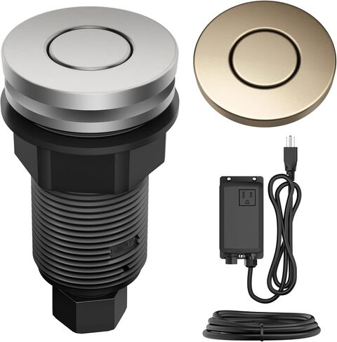 KRAUS Garbage Disposal Air Switch Kit in Spot-Free Stainless Steel with Push Button, AC Adapter, Power Cord, and Air Tube Included, KWDA-200SFS in Saudi Arabia