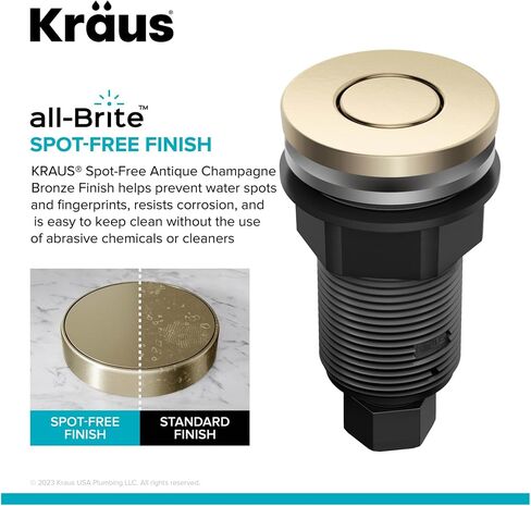 KRAUS Garbage Disposal Air Switch Kit in Spot-Free Stainless Steel with Push Button, AC Adapter, Power Cord, and Air Tube Included, KWDA-200SFS in Saudi Arabia