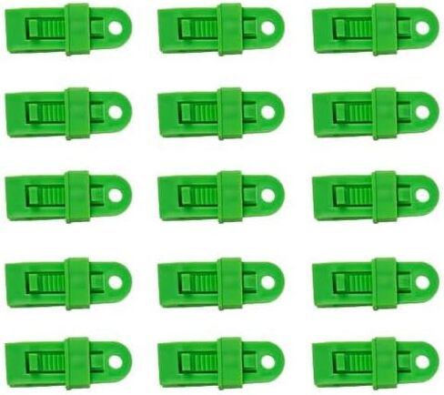 Heavy Duty Tarp Clips 15-Pack | Weatherproof Adjustable Clamps for Outdoor Tarps, Canopies, Tents | Versatile Camping Gear, Pool Cover Fasteners (Green) in Kuwait