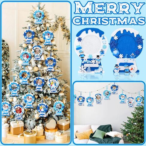 Ferraycle 232 Pieces Winter DIY Picture Frames Craft Kit 32 Pieces Snow Photo Frames with 200 Stickers to Decorate for Xmas Winter Party Favor Classroom Home(Elegant Color,Fresh Style) in Kuwait