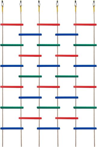 Innovative Rainbow Kids' Wooden Rope Ladder - 3/4/5-Group Connectivity, 14-Inch Wide, Ideal Ninja Warrior Accessory for Tree, Swing & Play (Set2: 3-Interlinked Colorful Ladders) in Saudi Arabia