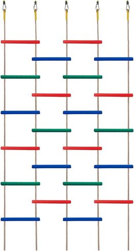 Innovative Rainbow Kids' Wooden Rope Ladder - 3/4/5-Group Connectivity, 14-Inch Wide, Ideal Ninja Warrior Accessory for Tree, Swing & Play (Set2: 3-Interlinked Colorful Ladders) in Saudi Arabia