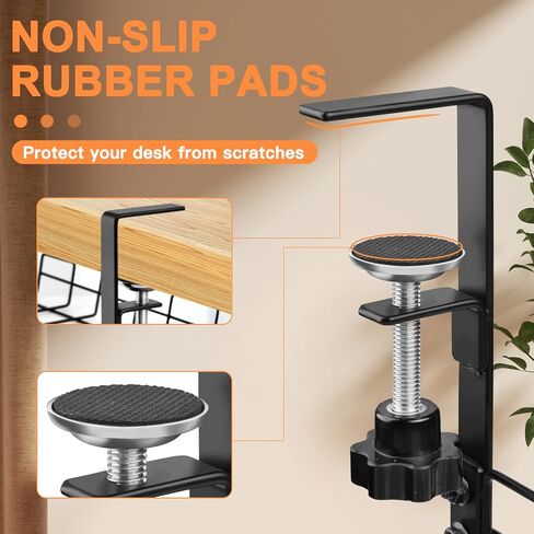 No Drill Under Desk Cable Management Tray, Desk Wire Management Cable Tray Sturdy Metal Wire Organizer Under Desk Basket for Office and Home Standing Desk -Black in Kuwait