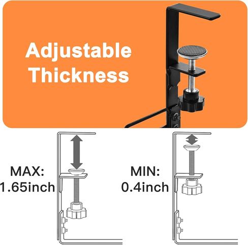 No Drill Under Desk Cable Management Tray, Desk Wire Management Cable Tray Sturdy Metal Wire Organizer Under Desk Basket for Office and Home Standing Desk -Black in Kuwait