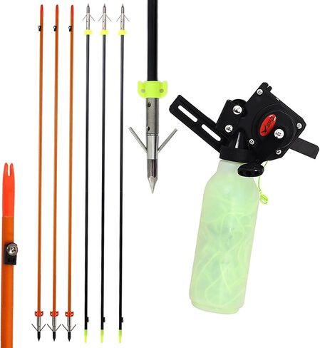 Bow Fishing Reel Kit with Arrows Set - Bowfishing Tool Accessories for Compound & Recurve Bows in Kuwait