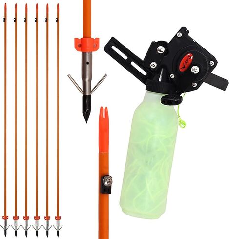 Bow Fishing Reel Kit with Arrows Set - Bowfishing Tool Accessories for Compound & Recurve Bows in Kuwait
