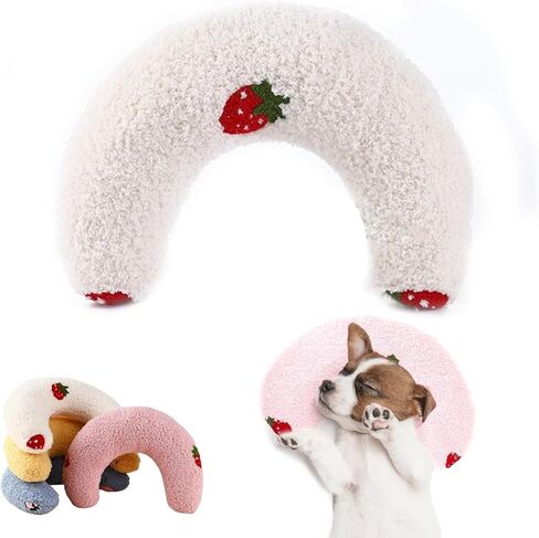 U-Shaped Calming Pillow for Cats and Dogs - Super Soft Plush Fabric, Cozy Headrest, Neck Support for Deep Sleep, Kitten Headrest, Pet Bed (Blue) in Saudi Arabia
