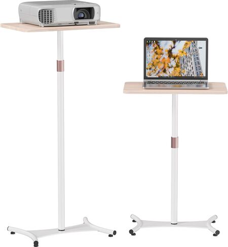 Snughome Portable Laptop Floor Stand, Wood Standing Laptop Table, Height Adjustment 18"-47" Small Standing Desk, Bedside Sofa Table Projector Stand Adjustable Computer Desk for Home Office in Saudi Arabia