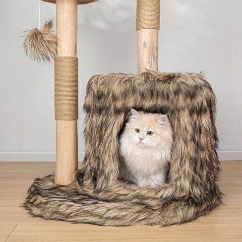Modern Cat Tree for Indoor Cats Large Adult 46" Tall,Wooden Cat Tower for Large Cats with Scratching Post,Luxury Cat Condo, White. in Saudi Arabia